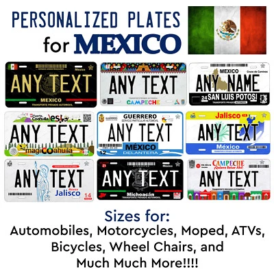 Mexico Any State Customized License Plate Personalized Novelty Auto Car ATV Bike - Image 1 of 4