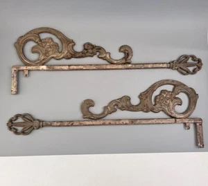 2X Vintage Art Deco Nouveau Victorian Swing-Arm Ornate Extendable Curtain Rods - Picture 1 of 6