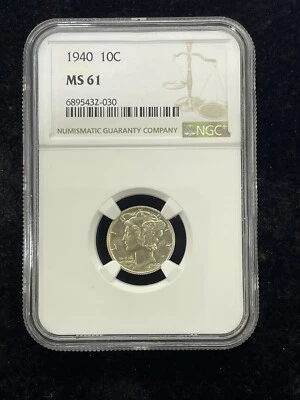 1940 P 10C Mercury Dime NGC MS61 - Image 1 of 4