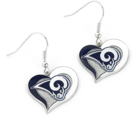 Los Angeles RAMS Swirl Heart Dangle Earrings (Blue & White Logo) Cover