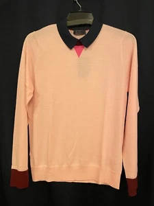 G/Fore Womens Layered Polo Sweater XL Blush Cashmere Merino Wool Top Golf - Picture 1 of 9