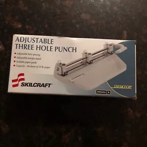 SKILCRAFT Adjustable 3-Hole Punch 1/4" Hole 30 Sheet Cap Beige NEW ( New In Box) - Picture 1 of 9