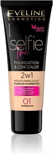 Eveline Selfie Time 2 In 1 Covering Foundation & Concealer - 01 Porcelain 30ml - Picture 1 of 2