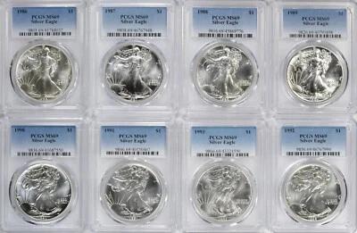 1986-2025 American Silver Eagles Complete 41 - Coin Set Each Graded PCGS MS69 - Image 1 of 4