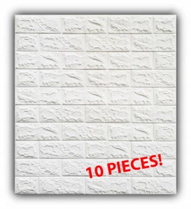 Autoadhesivo, 3D, Espuma, Paneles de Pared, Blanco Ladrillo, 31" x 27.5" ¡10 PIEZAS! - Imagen 1 de 11