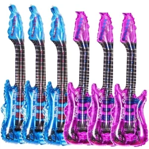 6 Stück Aufblasbare Luftgitarren Folienballon 80 cm Luftgitarre Air Luft Guitar - Bild 1 von 4