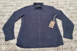 NWT Arbor Men Medium Foundation Chamois Shirt Blue Long Sleeve Indigo - Picture 1 of 11