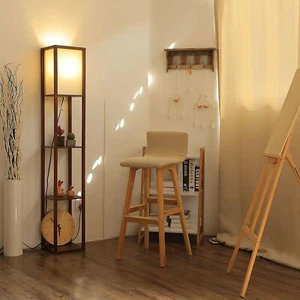 Shelf Floor Lamp - Shade Diffused Light Source with Open-Box Shelves (BROWN) - Picture 1 of 10