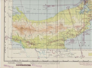 WW2 1944 Sectional Aeronautical Chart Panama Canal Restricted Air Map 29x22 vtg - Picture 1 of 2