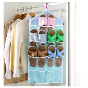 16 Pockets Over Door Hanging Jewellery Organizer Rack Hanger Storage Tidy Blue - Picture 1 of 5