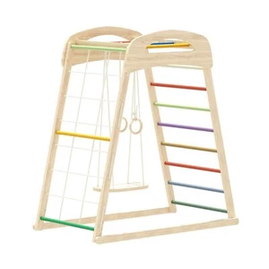 Klettergerüst Klettergerüst mit Schaukel,Leiter Kletternetz,Ringe Klimmzugstange - Bild 1 von 11