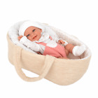 Arias baby in a brownish carrier, girl, 33 cm