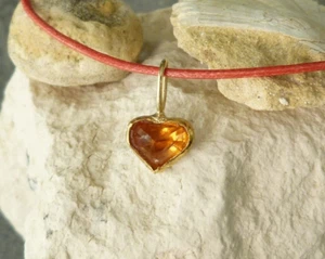 Herz Anhänger, 18 und 24 Karat Silber und Gold, Spessartit - Bild 1 von 11