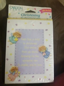 Carlton Cards, Christening Invitations/Envelopes, 10 per pack, NIP - Picture 1 of 5