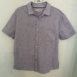 Sovereign Code Los Angeles Men's L Llama Print Shirt Blue Short Sleeve Button Up - Picture 1 of 11