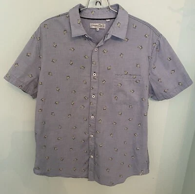 Sovereign Code Los Angeles Men's L Llama Print Shirt Blue Short Sleeve Button Up - Image 1 of 4