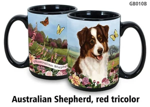 Taza de fiesta de jardín - rojo Tri pastor australiano - Imagen 1 de 1
