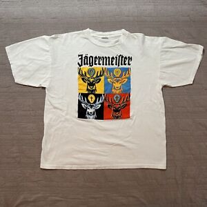 Rare Vintage 90's Jagermeister Andy Warhol White T-Shirt  Mens Size XL Alcohol