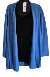 NWT Eileen Fisher Organic CTTN, Nylon & Silk Open-front Blue Cardigan, Sz M $278 - Picture 1 of 5