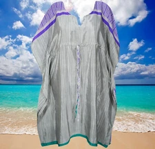 Boho Kaftan for Women, Blue Gray lounge wear, Handmade Resort Wear Kaftan L-4XL