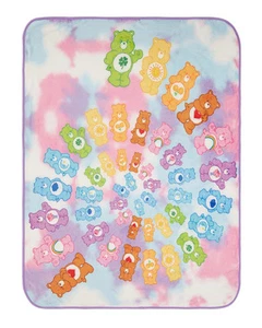 Care Bears Retro Rainbow Swirl Soft Fleece Throw Blanket 60"x45" For Couch & Bed - Picture 1 of 3