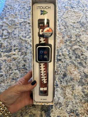 Kids iTouch Play Zoom Smartwatch. Football Print Band. Swivel Camera. Games New! - Image 1 of 4