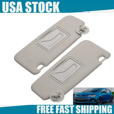 Pair Set Left+Right Gray Sun Visor With Mirror For Chevrolet 2012-2020 Sonic *& - Image 1 of 4