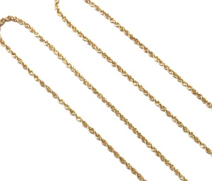 14k yellow gold solid Rope chain link necklace 24.5" 5.3 estate vintage 1.70mm - Picture 1 of 9