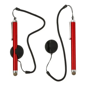 2 Pcs Screen Capacitive Pen with Spring Rope Fixing Dock Red - Zdjęcie 1 z 7