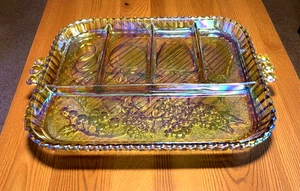 Vintage Indiana Glass Amber Carnival Glass Divided Relish Tray - Picture 1 of 2
