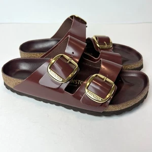 Sandalias Birkenstock Arizona Hebilla Grande Cuero Brillo Alto Chocolate Talla 40 - Imagen 1 de 15