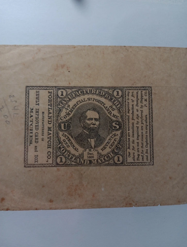 U.S.A MATCH AND MEDICINE STAMPS SCOTT RO147a Box Wrapper. - Image 1 of 1