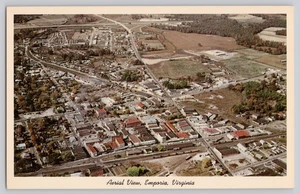 Postcard EMPORIA Virginia/VA  Town Commercial Area Bird's Eye Aerial view - Picture 1 of 3