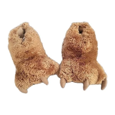 Brown Furry Slippers | Large, Adult 5-7 | Slightly Used - Image 1 of 4