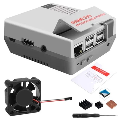 Gehäuse für Raspberry Pi 3B/B+/2B Retro Gaming mit Lüfter Grau - Bild 1 von 4