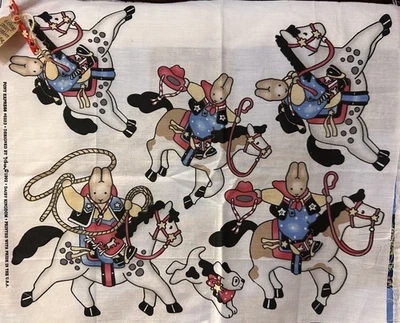 Panel artesanal impreso con conejitos vintage Daisy Kingdom 1992 “PONY EXPRESS” #6253 Foto 1 de 4