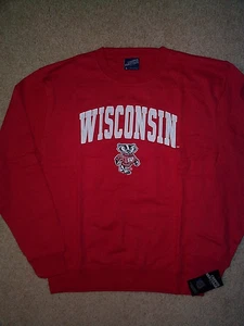 ($55) Wisconsin Badgers ncaa Jersey Crew Sweatshirt Adult MEN'S/MENS (XXL-2XL) - Picture 1 of 5