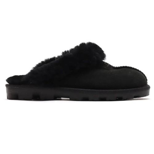 Ugg Coquette Pelliccia Mulo Pantofole Nero 123637095