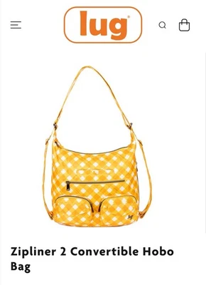 Zipliner 2 Convertible Hobo Bag Gingham Mustard NWOT $90 Retail - Image 1 of 4