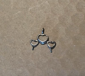 Trio Of Hearts Vintage Sterling Silver Charm Pendant Family - Picture 1 of 2