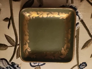 Mid Century Modern Grün Gold Keramik Schale LOU HOENIG Ca Hand Dekor Vee Jackson - Bild 1 von 9