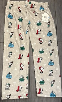花生史努比灰色假日/圣诞节睡衣/休闲裤,尺寸 L,全新带标签 — 第 1/4 张图片