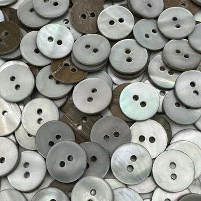 Lt. Smoke Japanese River Shell Shirt/Blouse Button 13mm 1/2" 2hole - Image 1 of 3