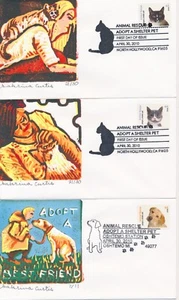 2010 lot of 5 Animal Rescue Cats & Dogs Sabrina Curtis cachet First Day covers - Picture 1 of 2