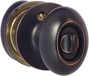 Amazon Basics Bedroom/Bathroom Door Knob With Lock, Oval Egg, Oil Rubbed Bronze - Picture 1 of 3