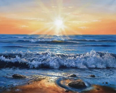 J. Litvinas Original Oil Painting  'OCEAN SUNSET'  20 by 16 inches - Image 1 of 4