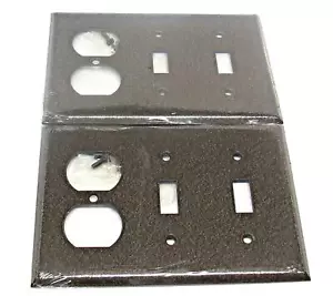 LOTTO 2 Mulberry Wrinkle acciaio marrone 1-DUPLEX, 2-TOGGLE / coperchio piastra interruttore parete - Foto 1 di 2
