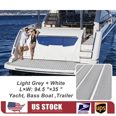 Gray White Boat Flooring EVA Boat Decking Sheet Marine Carpet 94.5×35″ Floor Mat Foto 1 de 4