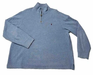 Polo Ralph Lauren 1/4 Zip Pullover Blau Pony Herren XL 100% Baumwolle - Bild 1 von 5
