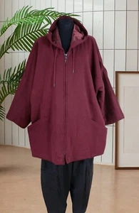 Lagenlook Kapuzen Jacke Big EG 50 52 54 56 58 bordeaux - Bild 1 von 5